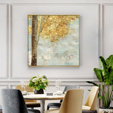 Wall Art 60cmx60cm Golden Leaves 2 Sets Gold Frame Canvas