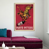 Wall Art 60cmx90cm Porto Pitters Vintage Gold Frame Canvas