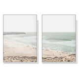 Wall Art 70cmx100cm Coastal Prints 2 Sets White Frame Canvas