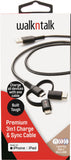 Walk n Talk 3in1 Charge & Sync Cable/USB-C/Micro USB