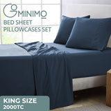 GOMINIMO 4 Pcs Bed Sheet Set 2000 Thread Count Ultra Soft Microfiber - King (Royal Blue)