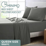 GOMINIMO 4 Pcs Bed Sheet Set 1000 Thread Count Ultra Soft Microfiber - Queen (Grey)