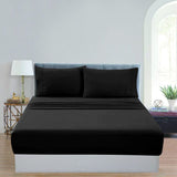 GOMINIMO 4 Pcs Bed Sheet Set 1000 Thread Count Ultra Soft Microfiber - Queen (Black)