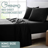 GOMINIMO 4 Pcs Bed Sheet Set 1000 Thread Count Ultra Soft Microfiber - King (Black)