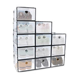 GOMINIMO Plastic Shoe Box 12PCS Medium Size (Black)