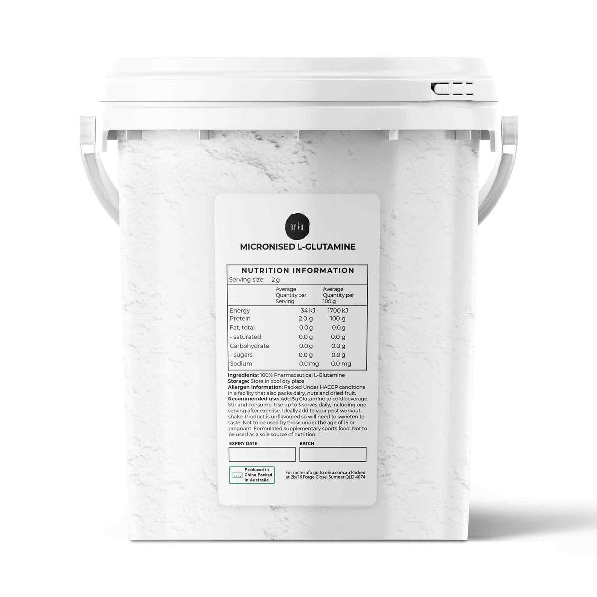 800g Micronised L-Glutamine Powder - Pure Protein Supplement Bucket ...