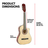 Karrera 38in Cutaway Acoustic Guitar with guitar bag - Natural