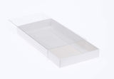 50 Pack of White Card Box - Clear Slide On Lid - 17 x 25 x 5cm -  Large Beauty Product Gift Giving Hamper Tray Merch Fashion Cake Sweets Xmas
