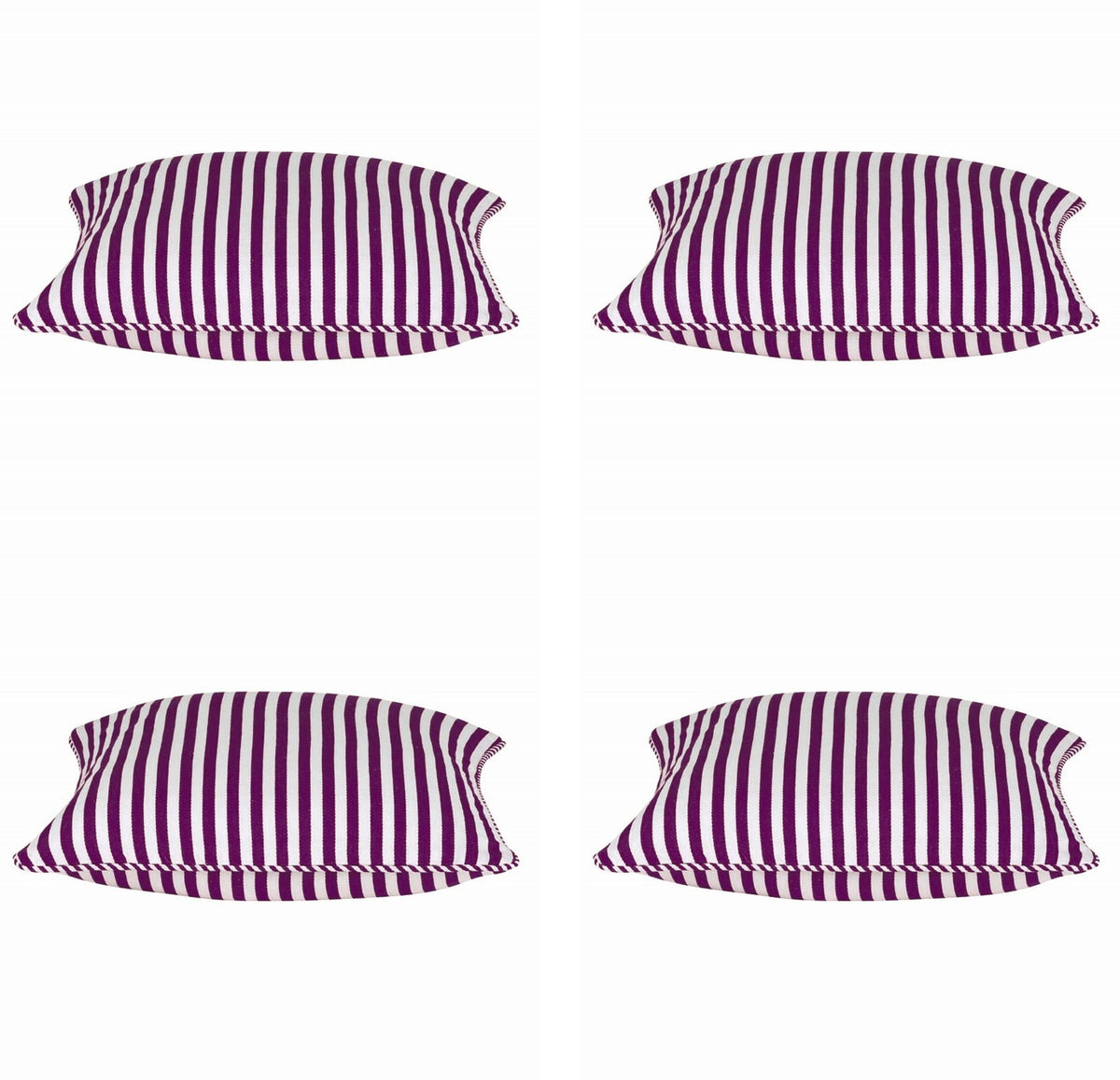 Pack of 4 Dandi Fuchsia Plum Purple & White Striped Square Cushion Covers 40x40cm