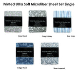 Printed Microfiber Sheet Set Single Blue Lines