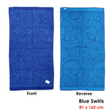 Jacquard Velour Reversible Beach Towel Blue Swirls