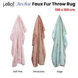 J Elliot Home Archie Soft Pink Faux Fur Throw Rug 130 x 160cm