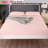 Ramesses 1000TC Linen Bamboo Fitted Sheet Combo Set Dusty Pink King Single
