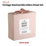 Blake & Lindsay Blush Vintage Washed Microfibre Sheet Set 40cm Wall Double