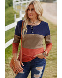 Azura Exchange Lace Splicing Color Block Long Sleeve Top - L