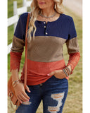 Azura Exchange Lace Splicing Color Block Long Sleeve Top - XL