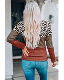Azura Exchange Leopard Color Block Lace Splicing Top - S