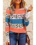 Azura Exchange Leopard Lace Splicing Color Block Top - XL