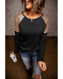 Azura Exchange Sequin Shoulder Long Sleeve Top - L