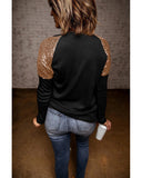 Azura Exchange Sequin Shoulder Long Sleeve Top - L