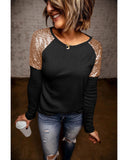 Azura Exchange Sequin Shoulder Long Sleeve Top - L