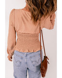 Azura Exchange Swiss Dot Smocked Waist Top - 2XL