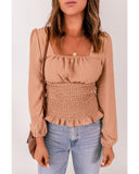 Azura Exchange Swiss Dot Smocked Waist Top - 2XL