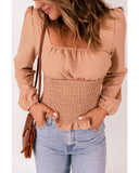 Azura Exchange Swiss Dot Smocked Waist Top - 2XL