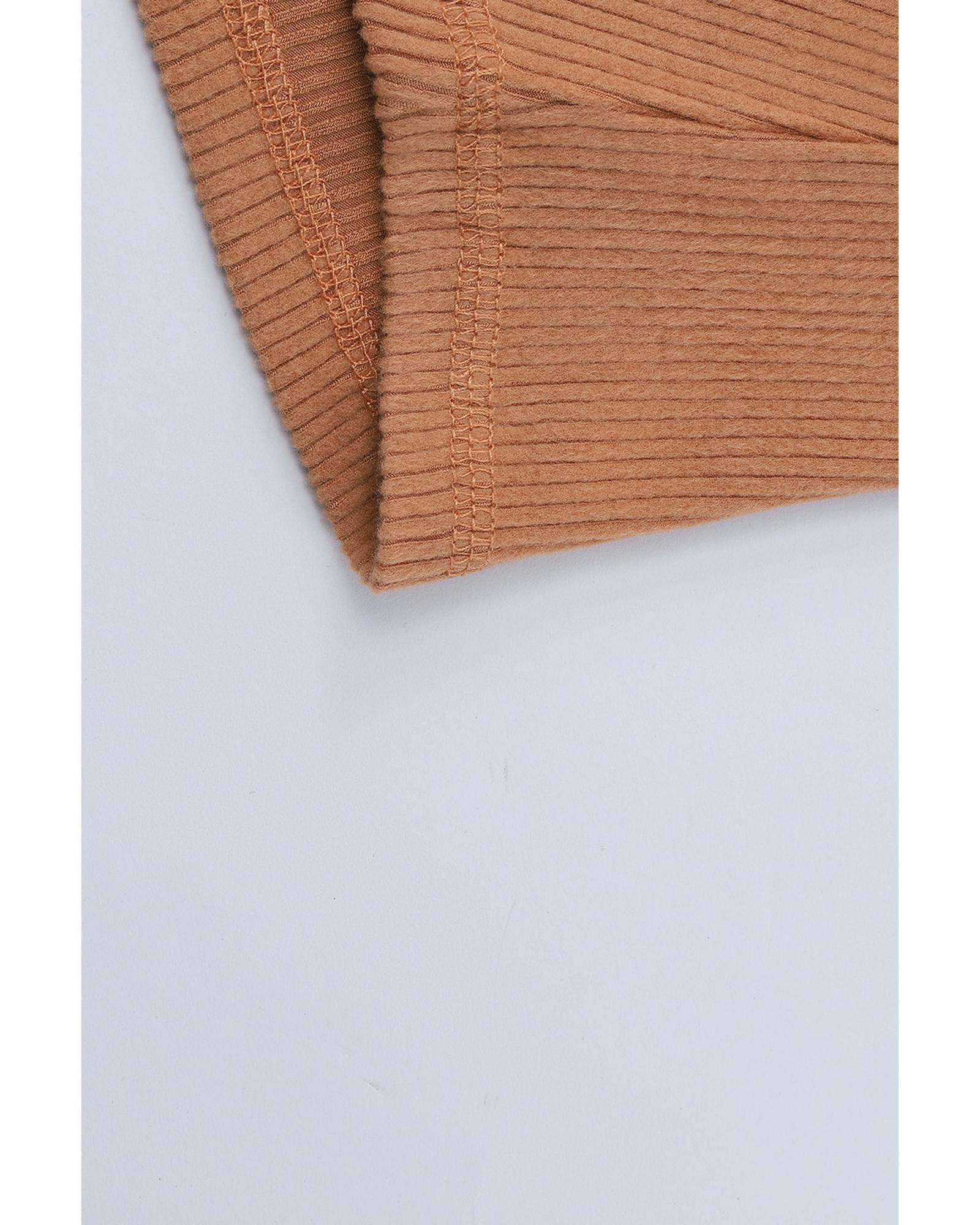Azura Exchange Contrast Bubble Sleeve Ribbed Top - L