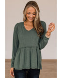 Azura Exchange Outseam Detail Long Sleeve Peplum Top - L