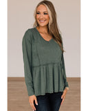 Azura Exchange Outseam Detail Long Sleeve Peplum Top - L