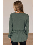 Azura Exchange Outseam Detail Long Sleeve Peplum Top - S