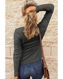 Azura Exchange Lace Hem Sleeve Button Top - L