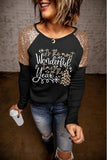 Azura Exchange Christmas Season Graphic Sequin Shoulder Top - L