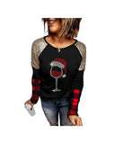 Azura Exchange Glass Print Sequin Plaid Patchwork Top - M