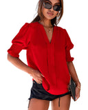 Azura Exchange Half Sleeve V Neck Blouse - L