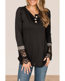 Azura Exchange Leopard Splicing Buttoned Knit Top - S