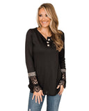 Azura Exchange Leopard Splicing Buttoned Knit Top - S