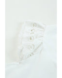 Azura Exchange Layered Laser Cut Flutter Shoulder V Neck Top - L