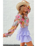 Azura Exchange Tiered Ruffled Long Sleeve Blouse - XL