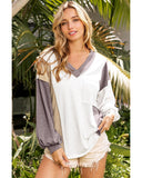 Azura Exchange Colorblock Patchwork Knit Top - L