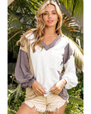 Azura Exchange Colorblock Patchwork Knit Top - L
