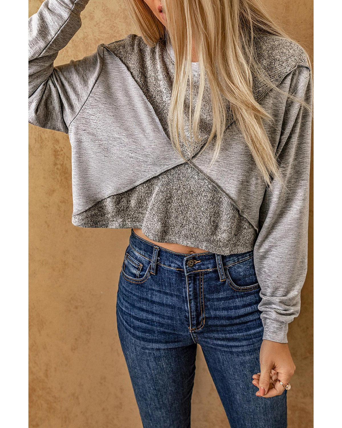 Azura Exchange Knitted Patchwork Cropped Top - M