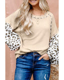 Azura Exchange Patchwork Leopard Print Lantern Sleeve Top - XL