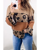 Azura Exchange Leopard Colorblock Patchwork Knit Top - XL