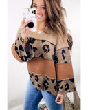 Azura Exchange Leopard Colorblock Patchwork Knit Top - XL