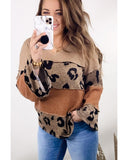 Azura Exchange Leopard Colorblock Patchwork Knit Top - XL