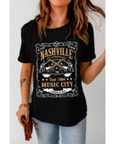 Azura Exchange NASHVILLE Letter Guitar Print Tee - S