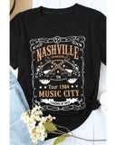 Azura Exchange NASHVILLE Letter Guitar Print Tee - S