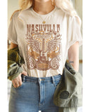 Azura Exchange Music City Guitar Graphic Print T-Shirt - L